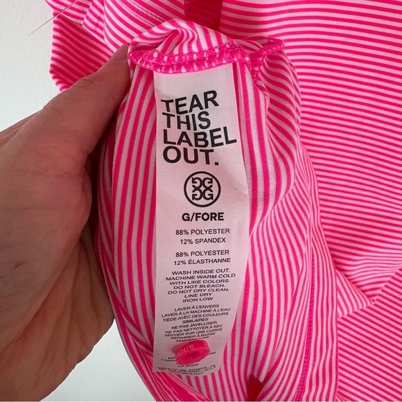 G/Fore Feeder Stripe Fine Tech Jersey Polo Pink Size M - Picture 5 of 5